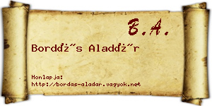Bordás Aladár névjegykártya